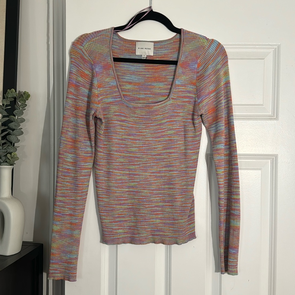 Pink Rose Multicolor Knit Top